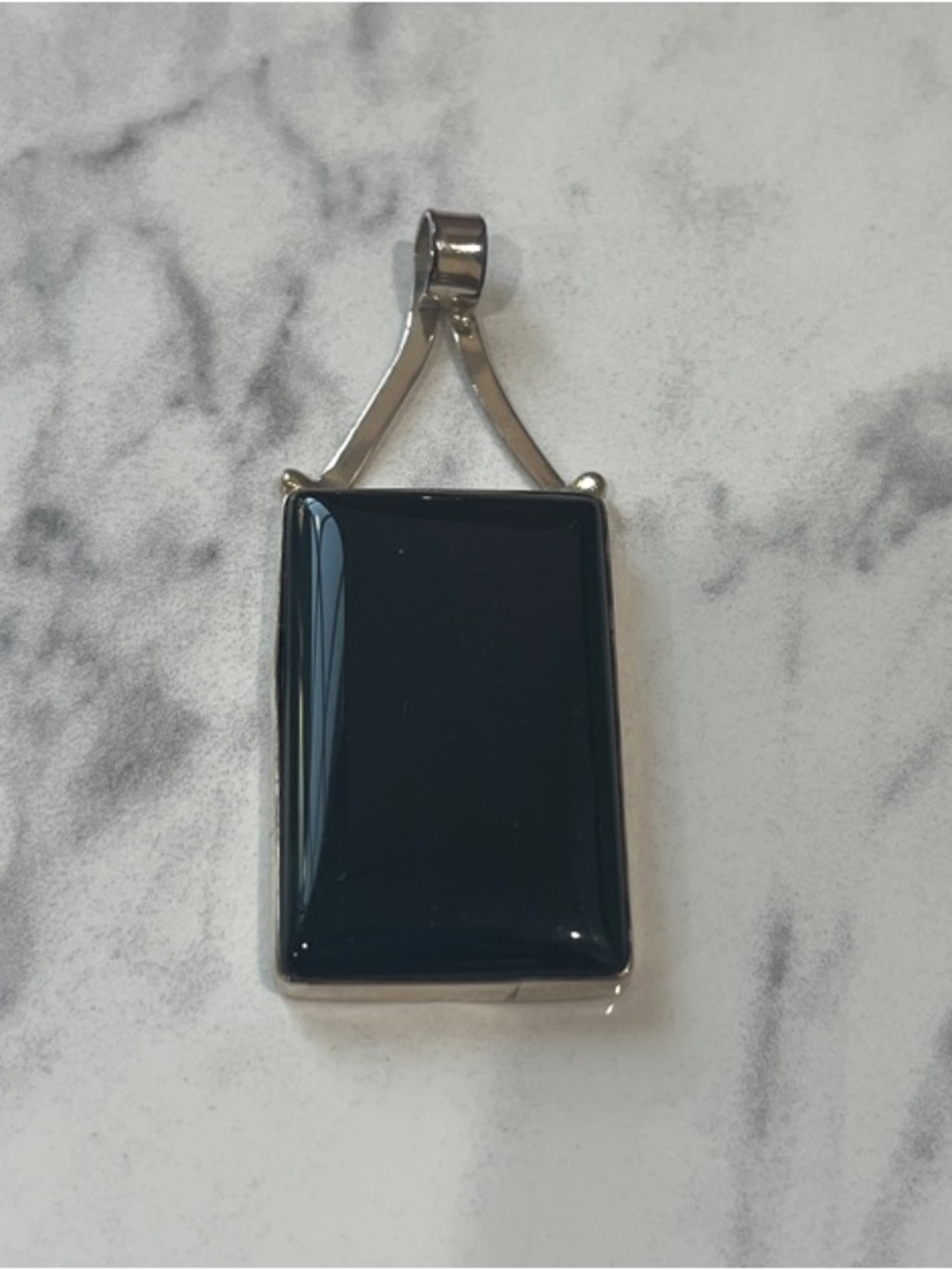 Sterling Silver Black Onyx Rectangle Pendant